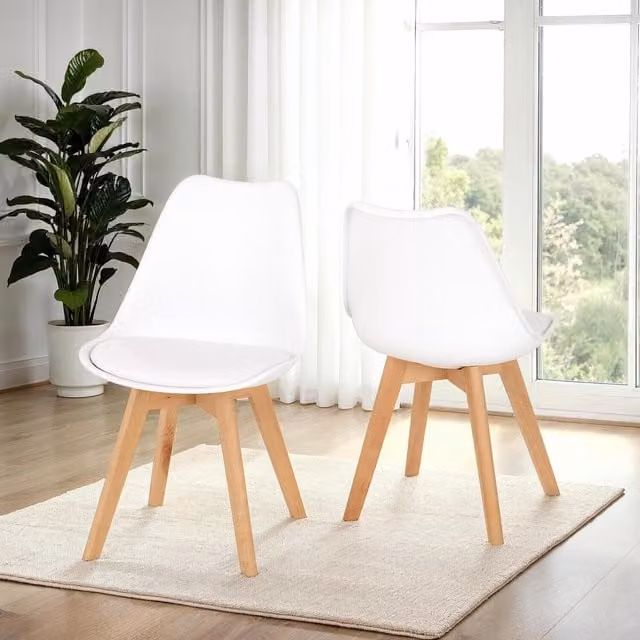 Seconique Bendal Modern Dining Chair in White and Beech Wood