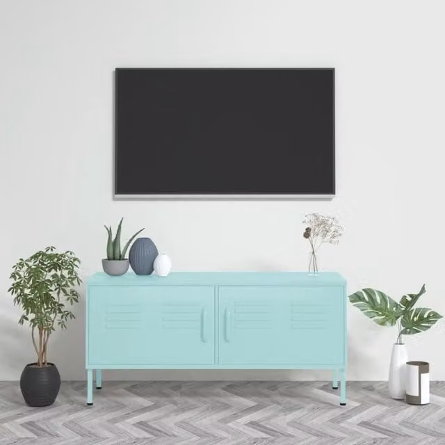 Berkfield Home Metal TV Cabinet in Green, W/D/H: 105 x 35 x 50 cm