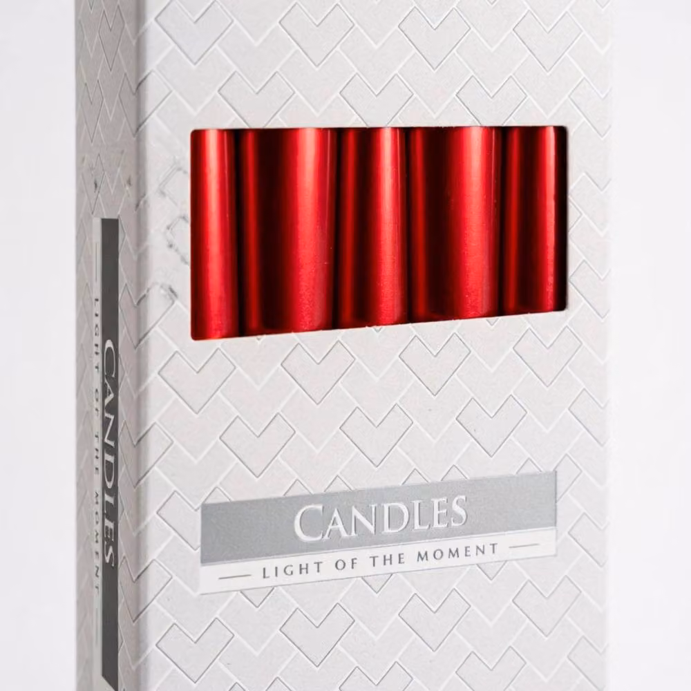 KDMD Red Metallic Taper Candle for Tabletop Decoration – 2