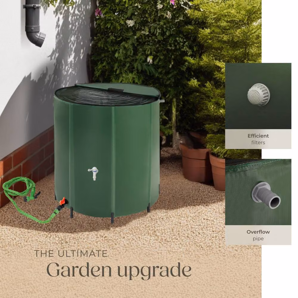 tectake Green Rain Barrel with Tap and Overflow Protection, 500 l – 5