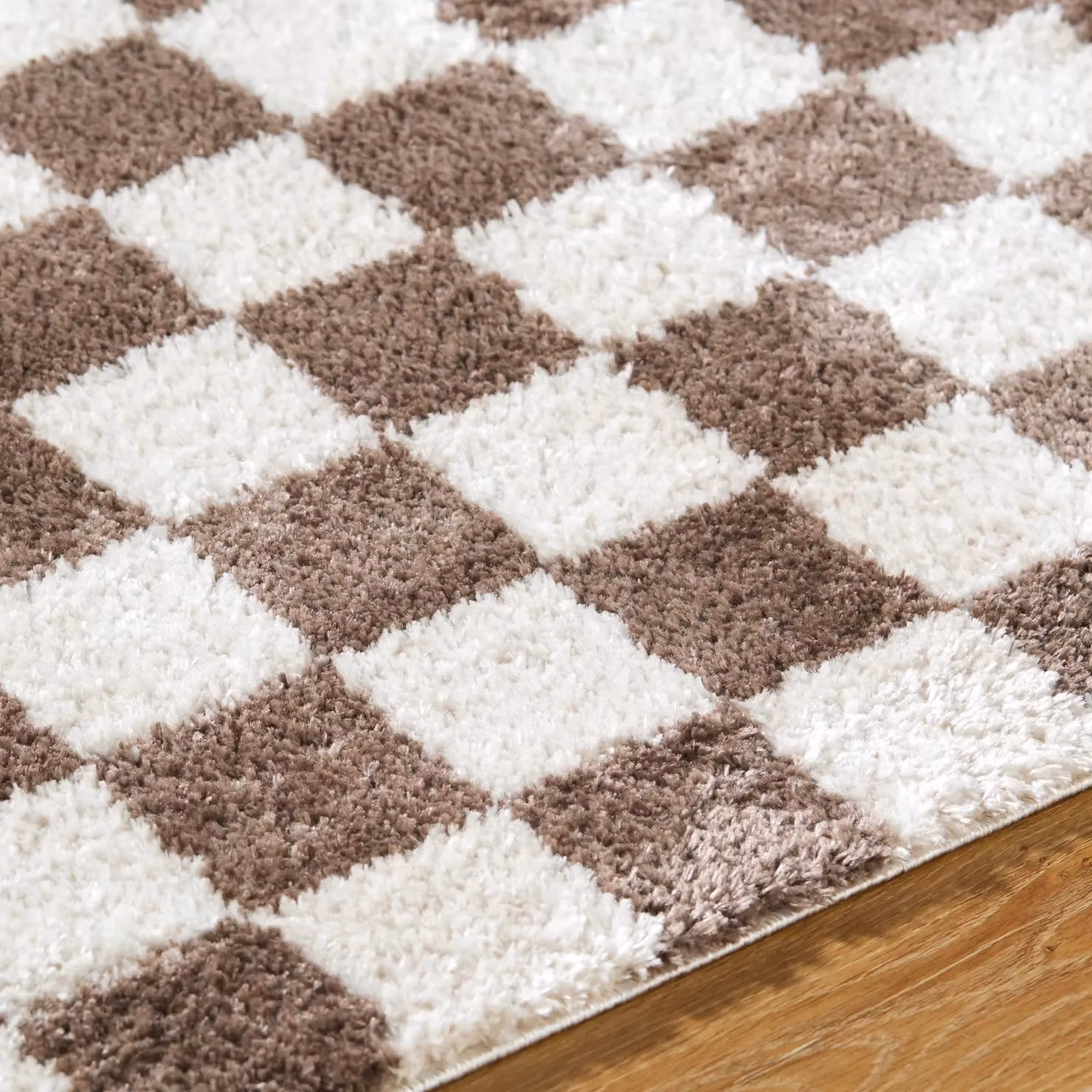 Livabliss Fossay Checkered Shag Washable Rug in Dark Brown, W: 140 cm, L: 200 cm – 3