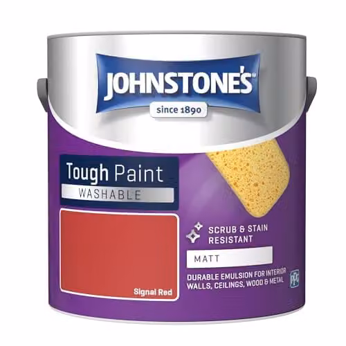 Johnstone's Washable Matt Wall and Ceiling Paint in Red, 2.5L
