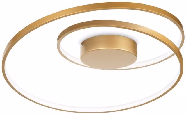Ideal Lux OZ Dimmable Swirl Integrated LED Semi Flush Ceiling Light in Gold/Brass