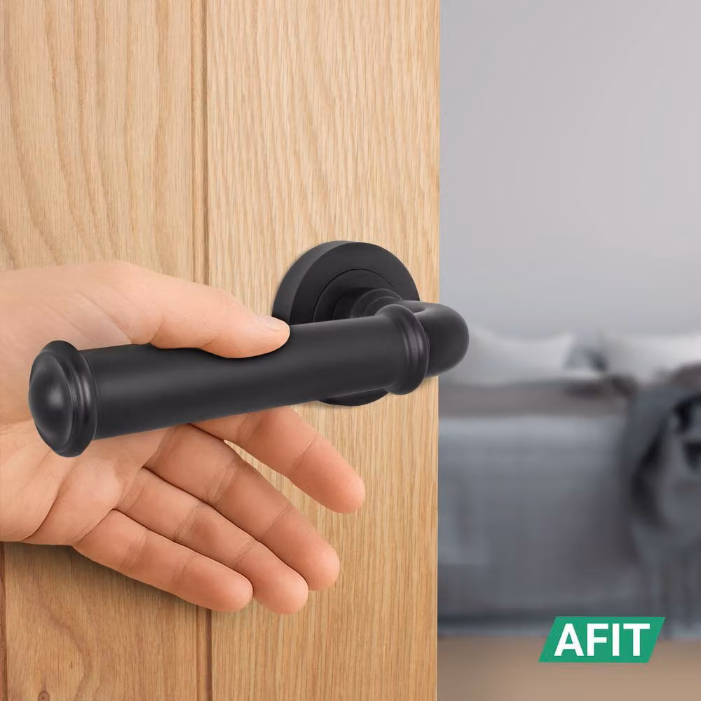 AFIT Matt Black Internal Lever On Rose Fire Door Handle, Aluminium, W/D/H: 15.0 x 15.0 x 7.5 cm – 4