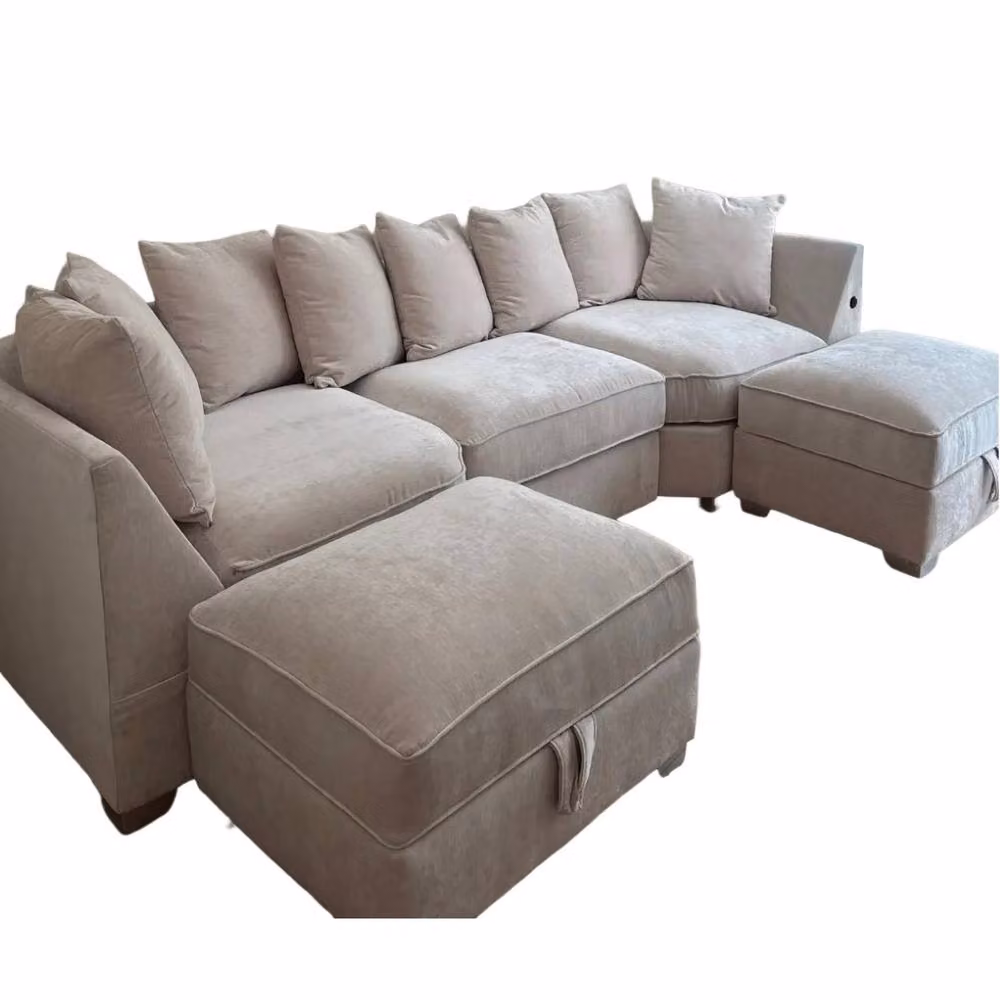 Home & Love Bishop U Shape Cinema Corner Sofa in Cream with Scatter Cushions and USB Charging – 2