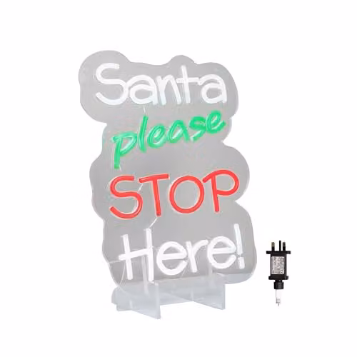 Samuel ALEXANDER Multicolour Santa Please Stop Here Neon Christmas Sign, 35cm – 3