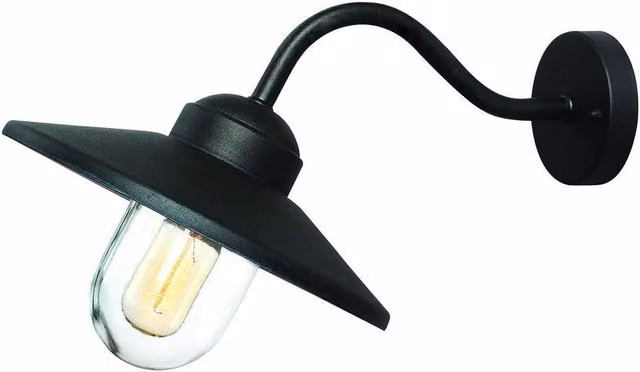 Netlighting Klampenborg Black Maritime Dome Outdoor Wall Lantern with Stainless Steel and Glass, IP44, E27 – 1