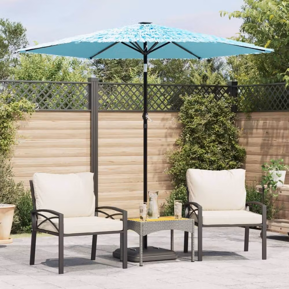 Berkfield Home Garden Parasol in Blue with Steel Pole, W/D/H: 223 x 223 x 213 cm – 2