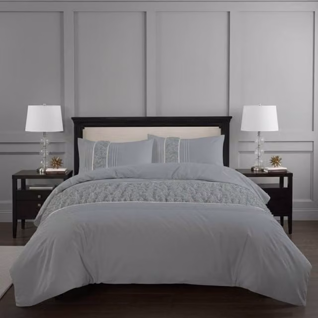 Snug City Silver Ruffle Design Duvet Cover and Pillowcase Bedding Set, Single, 90 x 200 cm – 1