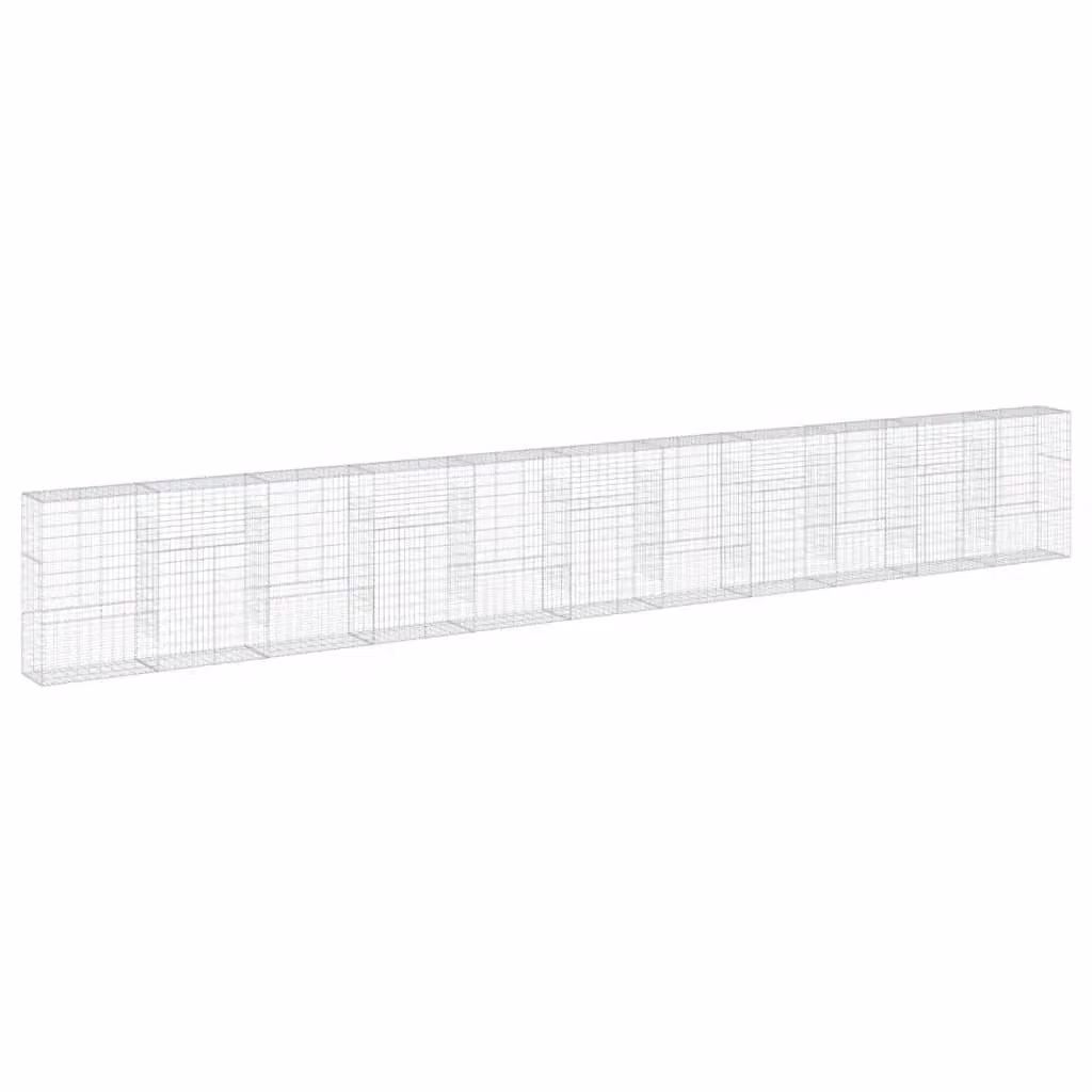 Berkfield Home Silver Galvanised Steel Rectangular Gabion Basket with Cover, W: 1100 cm, D: 50 cm, H: 150 cm – 2