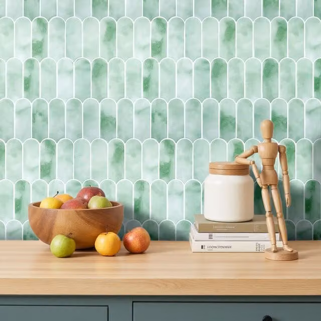 Lifeideas 10-Piece Self-Adhesive Geometric Arch Wall Tile Stickers in Green
