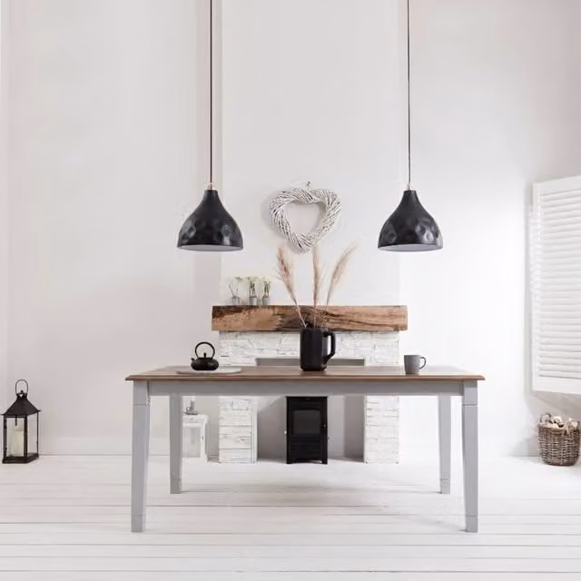 Nöa and Nani Canterbury Rectangular Dining Table in Silk Grey and Dark Pine Wood – 1