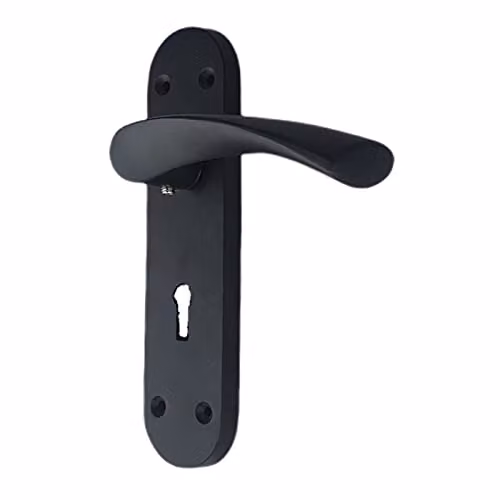 Golden Grace Astrid Lever Lock Handles with Backplate, Matt Black, W: 182 mm, H: 45 mm