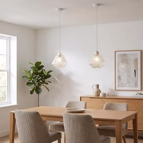 Happy Homewares Modern Square Clear Glass Pendant Light Shade with Reducer Ring W/D/H: 20 x 20 x 20 cm – 2