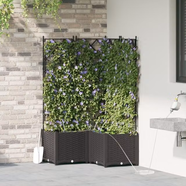 Berkfield Home Set of 3 Black Garden Planters with Water Irrigation System – 1