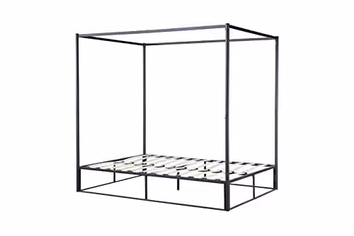 Birlea Farringdon Modern Metal 4 Poster Bed in Black, W/D/H: 120 x 200 x 186 cm