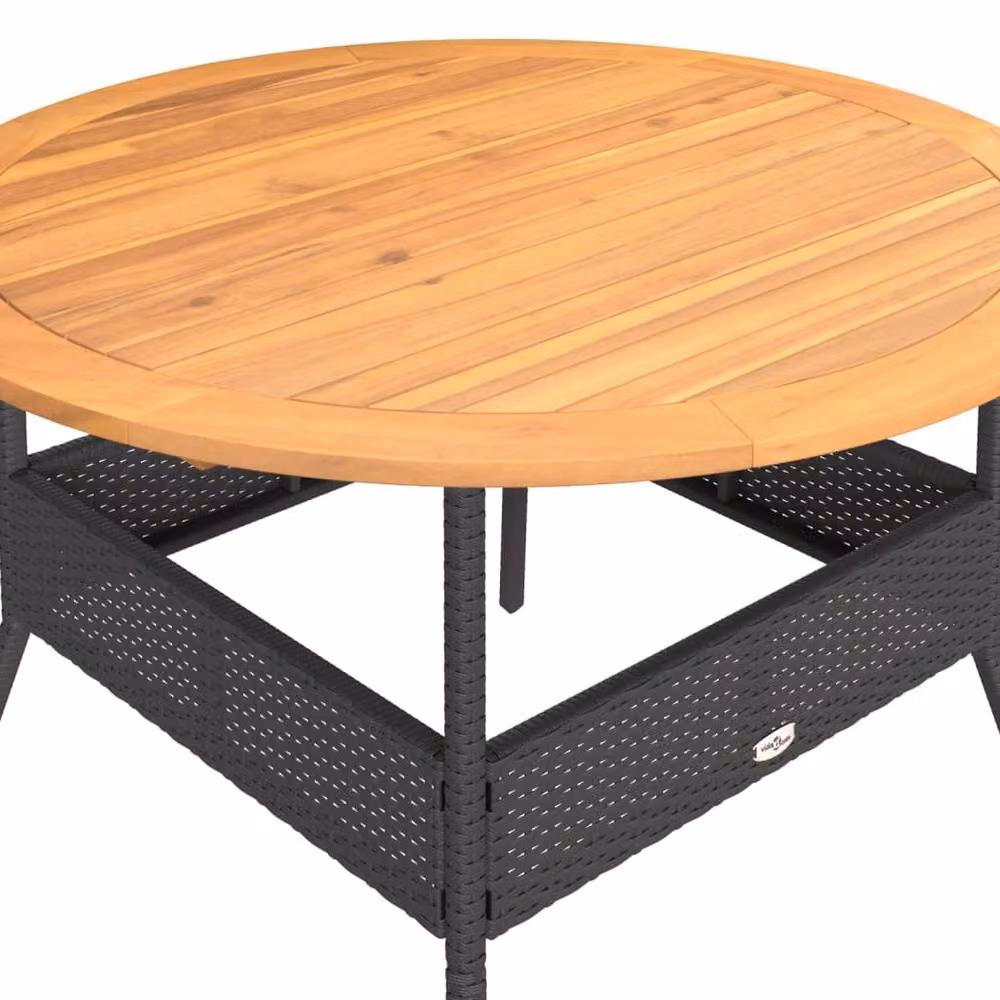 Berkfield Home Garden Table with Acacia Wood Top in Black and Brown, W/D/H: 110 x 71 x 71 cm – 4