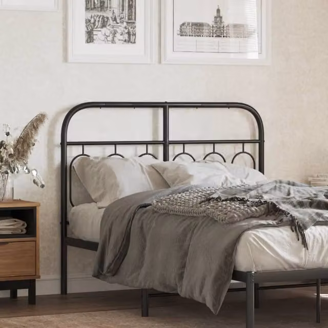 Berkfield Home Classic Metal Headboard in Black, Width: 120 cm – 1