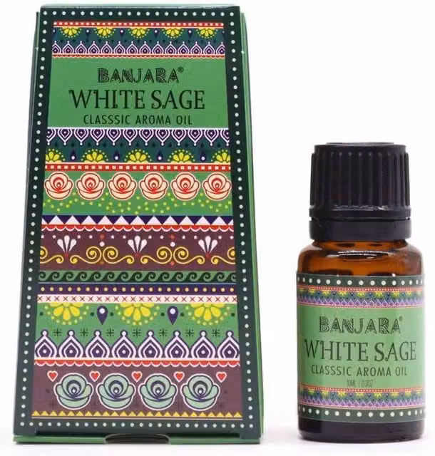 KDMD Banjara Indian Fragrance Oil 10ml White Sage, Herbal and Cleansing in Green – 1