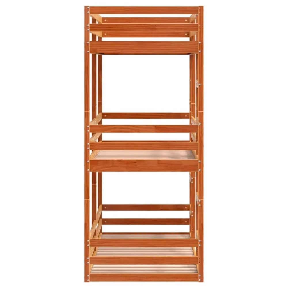 Berkfield Home Triple Bunk Bed in Wax Brown Solid Wood Pine, W/D/H: 80 x 200 cm – 4