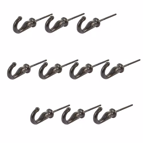 Hammer and Tongs Powder-Coated Iron Screw Eye Hook in Black, Pack of 10, W: 20 mm, H: 35 mm – 2