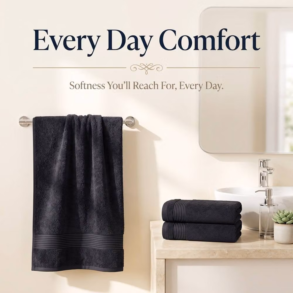Grace Premium Fluffy Cotton Hand Towels, Pack of 6, 500 GSM, Anthracite Grey – 7