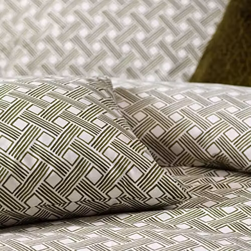 HOEM Alexa Abstract Geometric Cotton Duvet Cover Set in Green, 180 x 200 cm – 3
