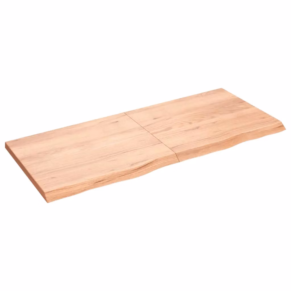 Berkfield Home Bathroom Countertop Treated Solid Wood in Light Brown W: 140 cm, D: 60 cm, H: 2-4 cm