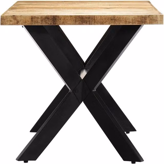 Berkfield Home Industrial Rectangular Dining Table in Brown Solid Mango Wood, W: 160 cm, D: 80 cm, H: 75 cm
