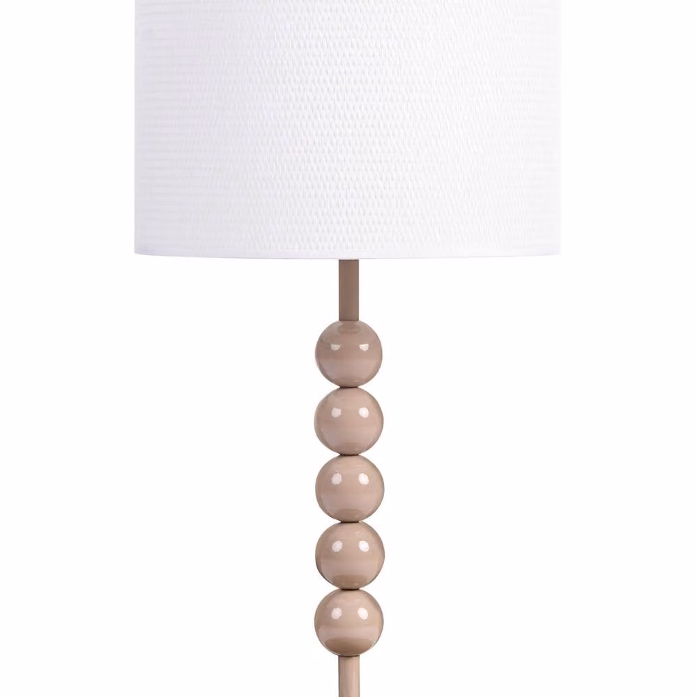 Wyld and Coco Mid-Century Table Lamp with Beige Fabric Drum Shade and Gold Metal Sphere Base – 2