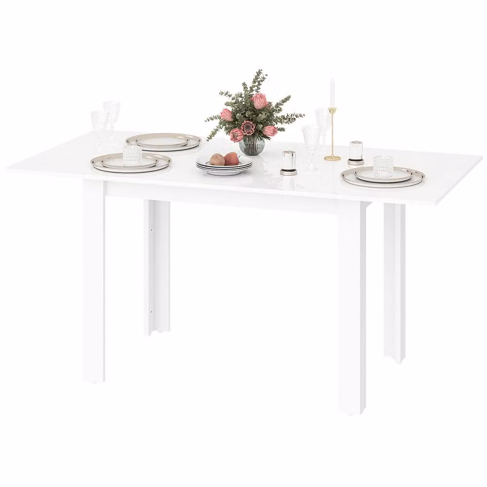 STILVORA Extendable Rectangular Dining Table in White Glossy MDF – 2