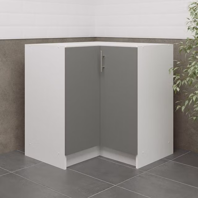 JD Greta Modern Grey Matt Kitchen Base Corner Unit with Hinged Doors