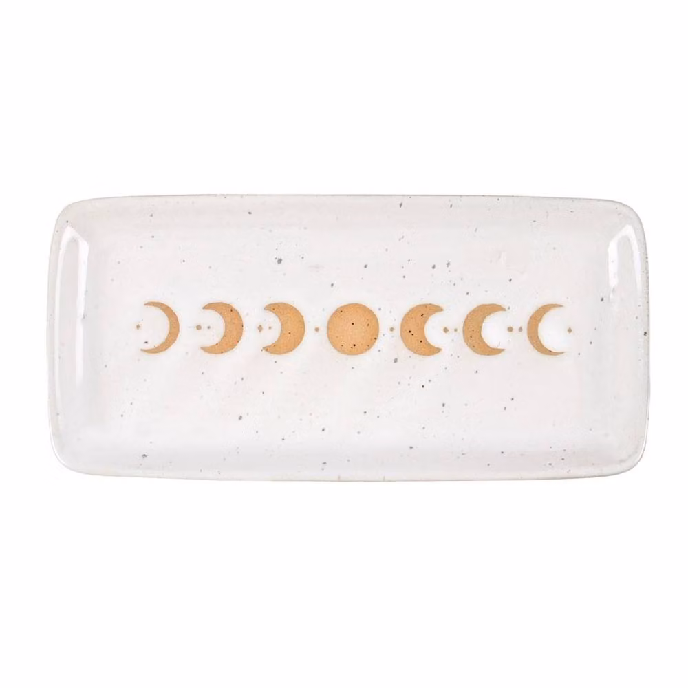 Uniqueful Moon Phase Ceramic Trinket Tray, White, Diameter: 17 cm – 2
