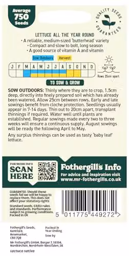 Mr Fothergill's Oh Sow Simple Butterhead Lettuce Vegetable Seeds, Green – 2