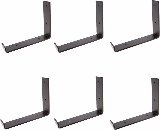 Hammer and Tongs Powder-Coated Iron Scaffold Board Shelf Bracket, Black, Pack of 6, Depth: 23.5 cm – 2