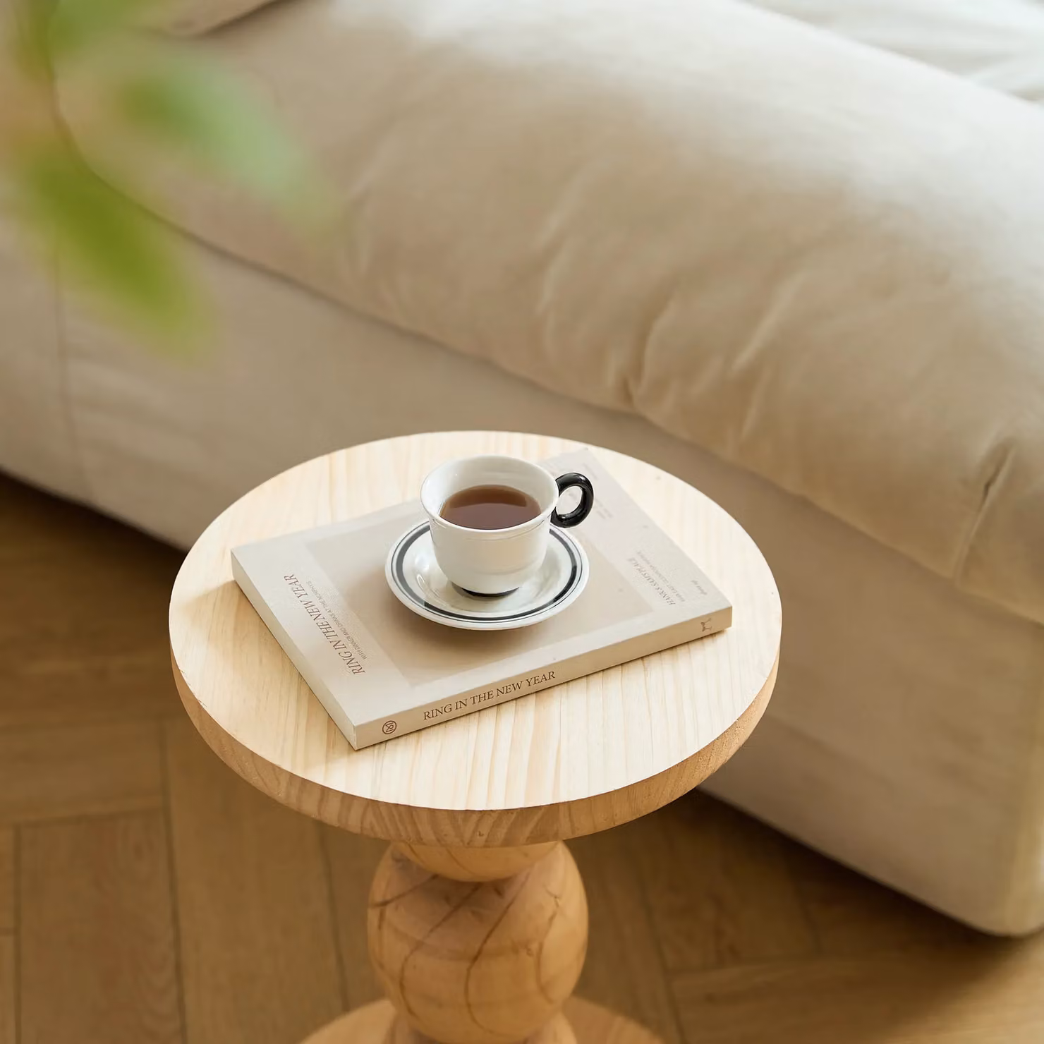 Nordlys Round Wooden End of Sofa Table in Brown – 4