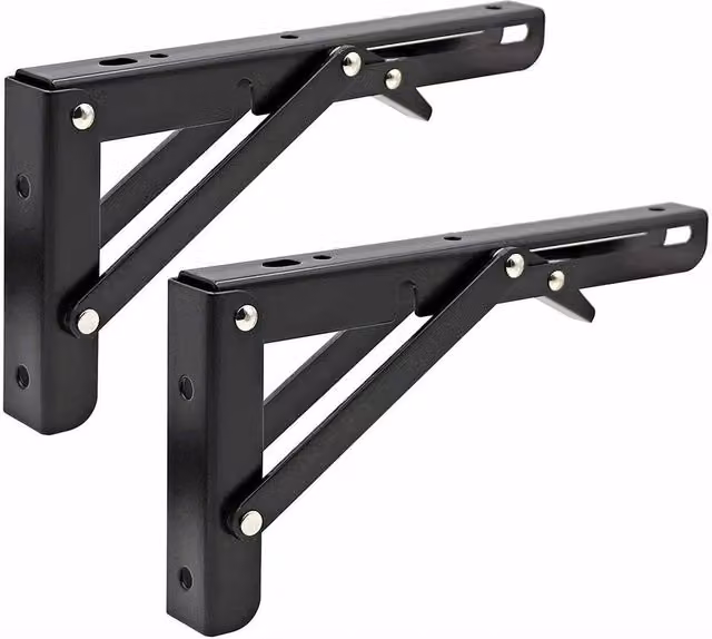 SPETLEK Black Folding Bracket Table Extension Shelf, W: 100 cm x D: 52 cm – 1