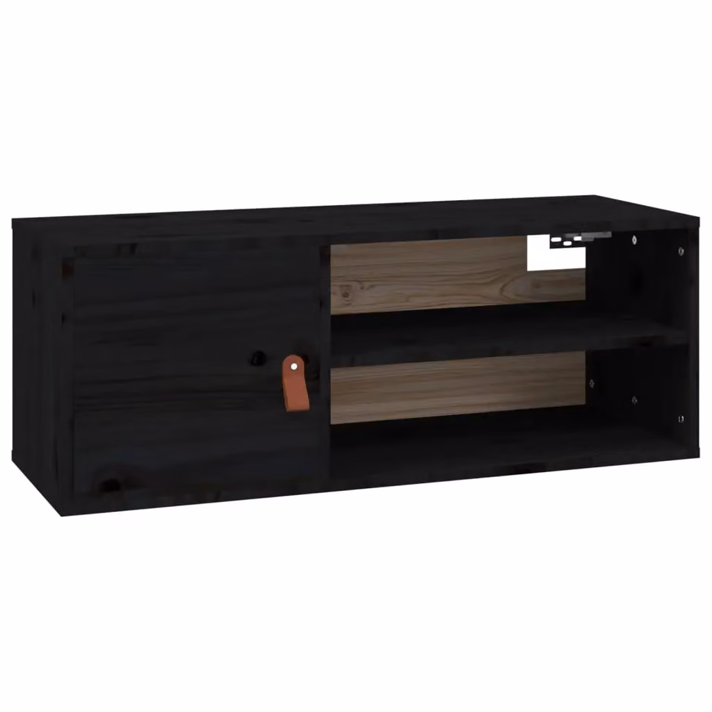 Berkfield Home Black Rustic Solid Wood Pine Wall Cabinet W/D/H: 80 x 30 x 30 cm – 2