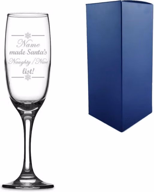Uniqueful Personalised Name Santa's Naughty or Nice List Champagne Flute in Clear Glass – 1