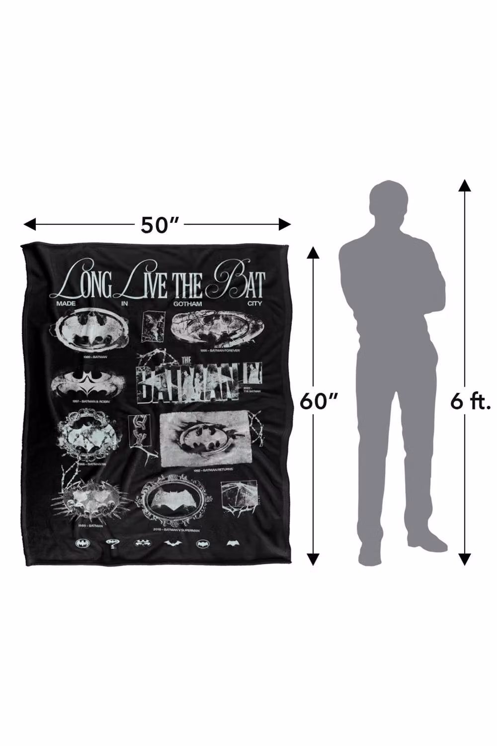 Warner Bros. Batman Grunge Logos Super Soft Fleece Throw Blanket, Multicolour, W: 91.44 cm, L: 147 cm – 8