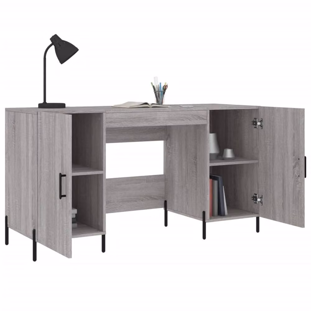 Berkfield Home Grey Sonoma Writing Desk in Engineered Wood, W: 140 cm, D: 50 cm, H: 75 cm – 3