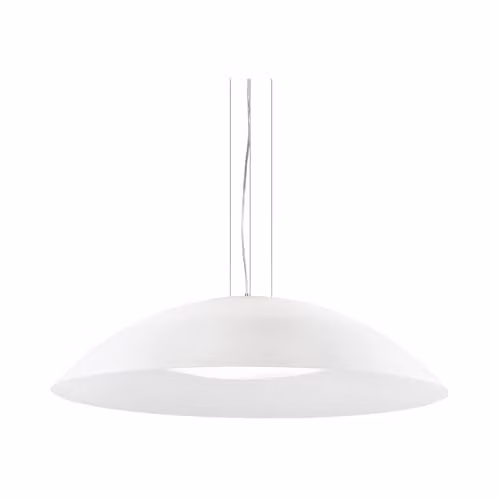 Netlighting Lena 3 Light Large Dome Suspended Ceiling Pendant in White and Chrome