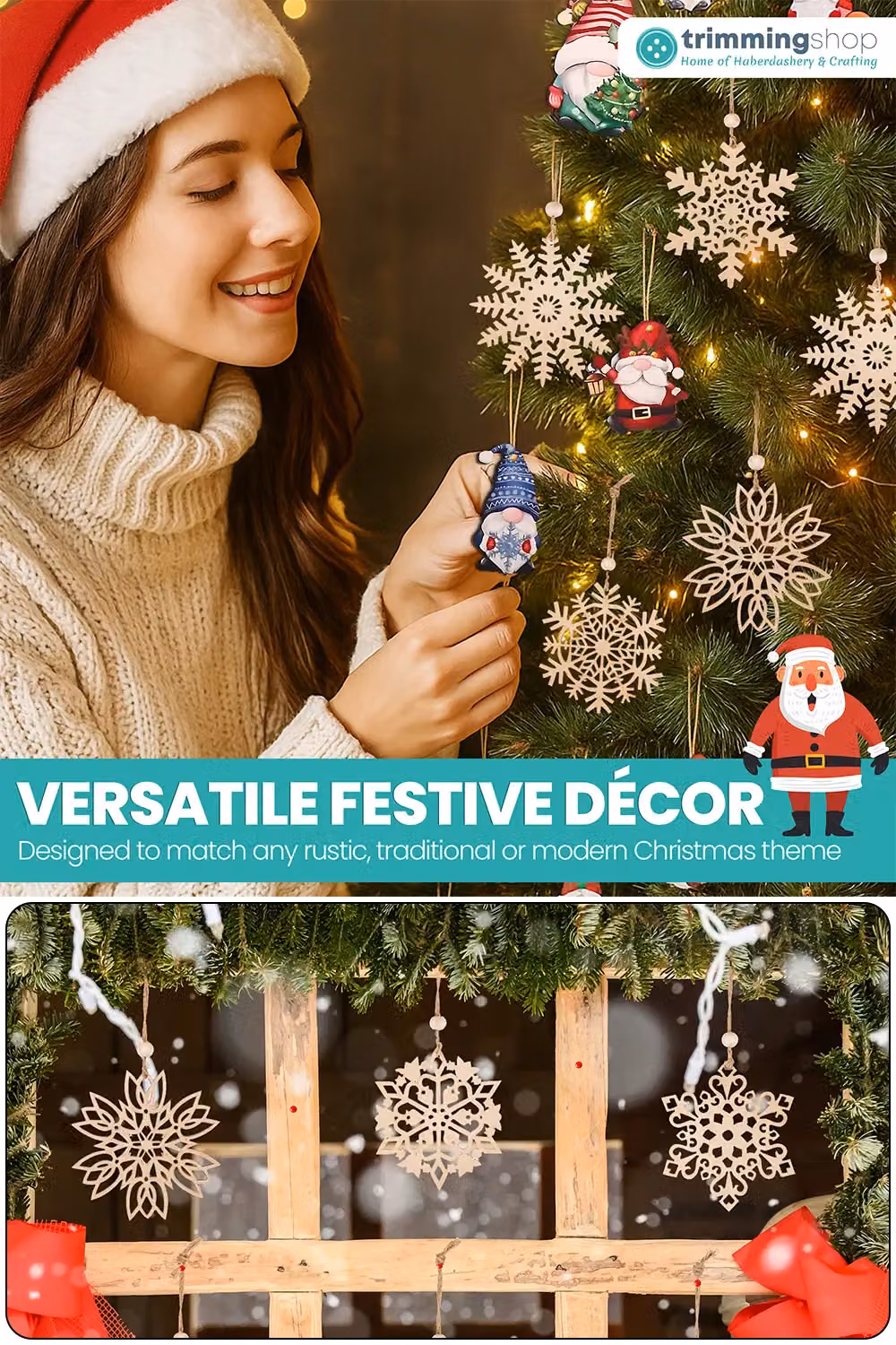 Neel Blue Wooden Snowflake Ornaments, Pack of 24, Light Beige – 3