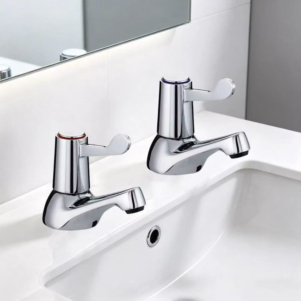 EONLION Silver Chrome Lever Basin Sink Pillar Tap for Disabled Access – 3