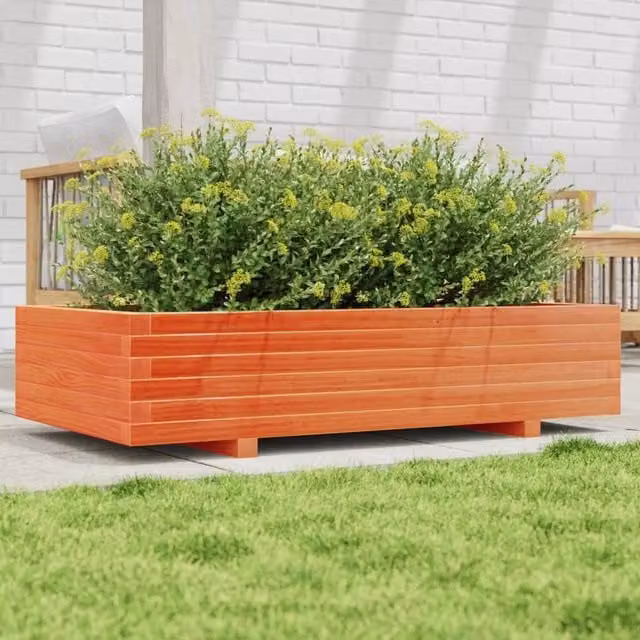 Berkfield Home Garden Planter in Brown Solid Wood W/D/H: 110 x 60 x 26.5 cm