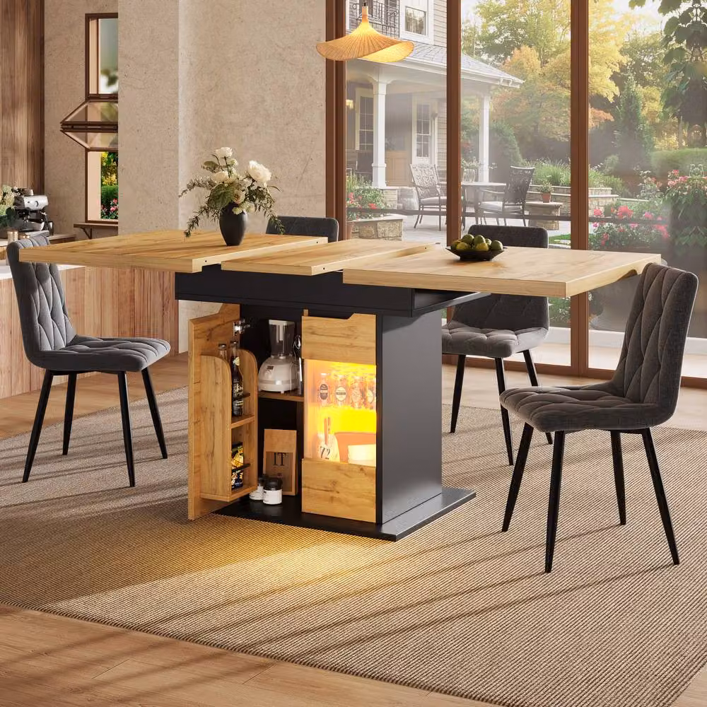 BTM Black Extendable Telescopic Rectangular Dining Table W/D/H: 110 x 80 x 76 cm to 140 x 80 x 76 cm – 2