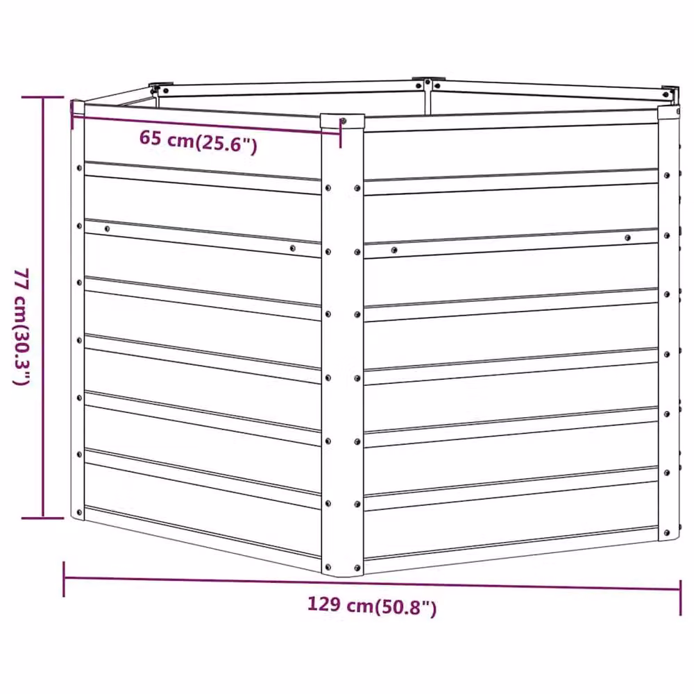 Berkfield Home Garden Rusty Corten Steel Raised Bed in Brown, W/D/H: 129 x 129 x 77 cm – 4