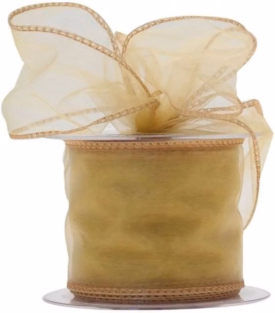 KDMD Gold Wired Chiffon Ribbon 2 Pack, Width: 70 mm, Length: 20 m