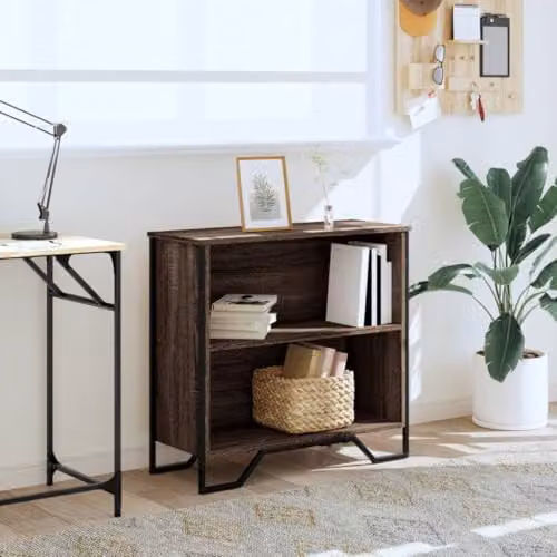 vidaXL Modern Brown Bookcase in MDF and Metal, W/D/H: 80 x 31 x 74.5 cm – 2