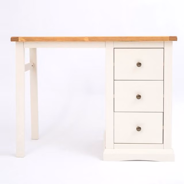 Cabinet Bits Castelli 3 Drawer Dressing Table in Off-White with Brass Knobs
